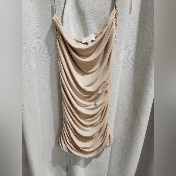 Miss Circle NY Ruched Ivory Cream Strapless Mini Dress L‎ - Picture 1 of 4